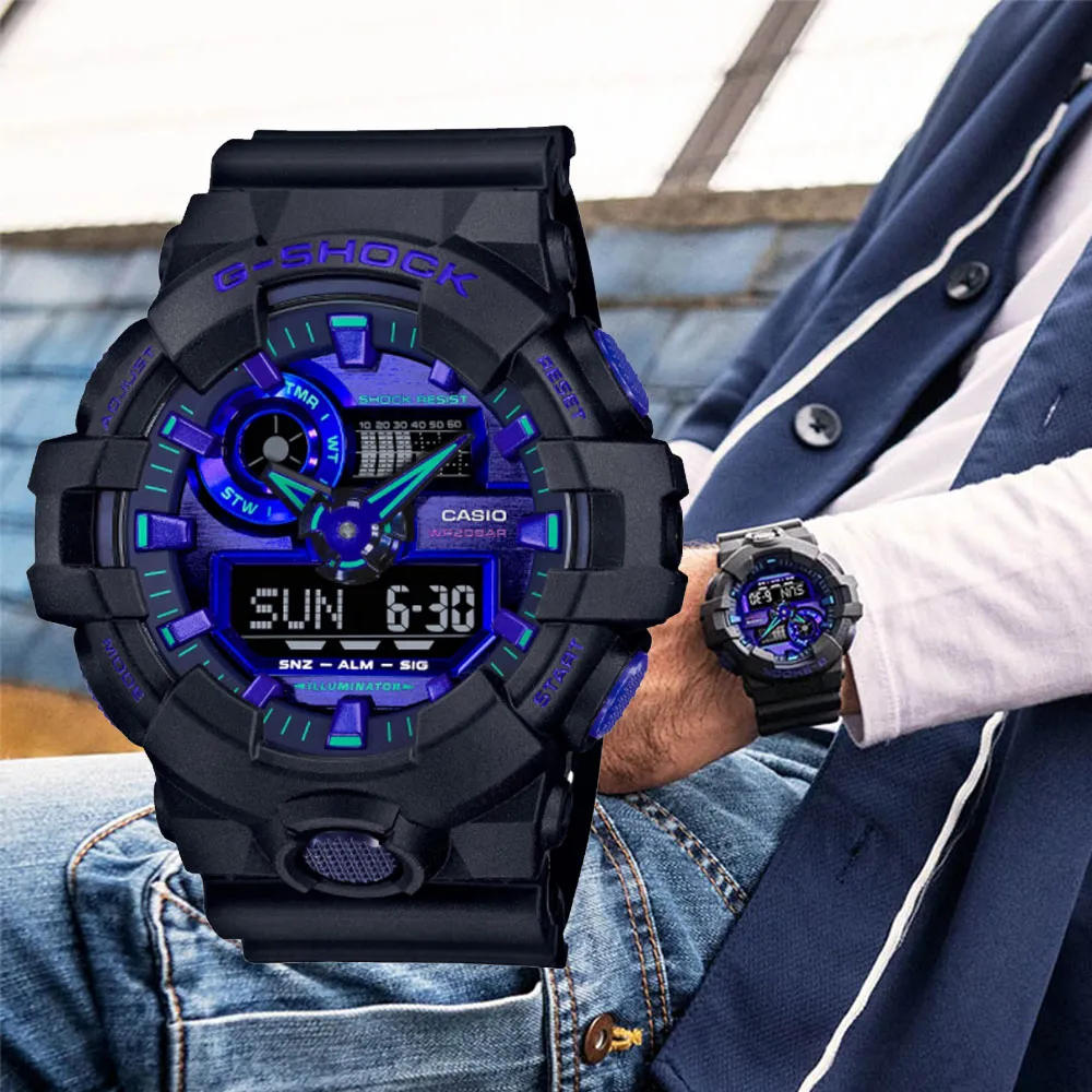 CASIO 卡西歐 G-SHOCK 虛擬藍系列 科技感雙顯錶 GA-900VB-1A 歷史價格詳細信息