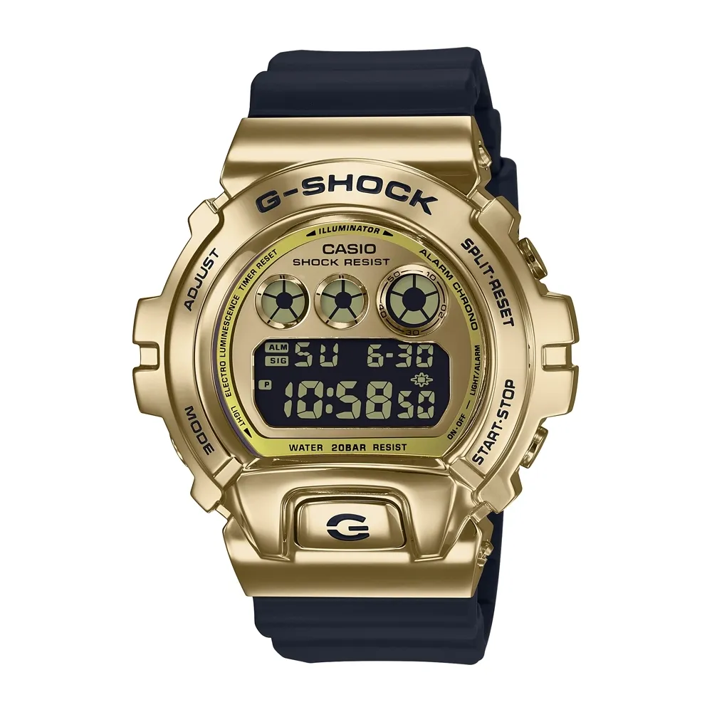 【CASIO 卡西歐】G-SHOCK 街頭嘻哈風耐衝擊數位橡膠腕錶/黑x金IP框(GM-6900G-9DR) 歷史價格詳細信息
