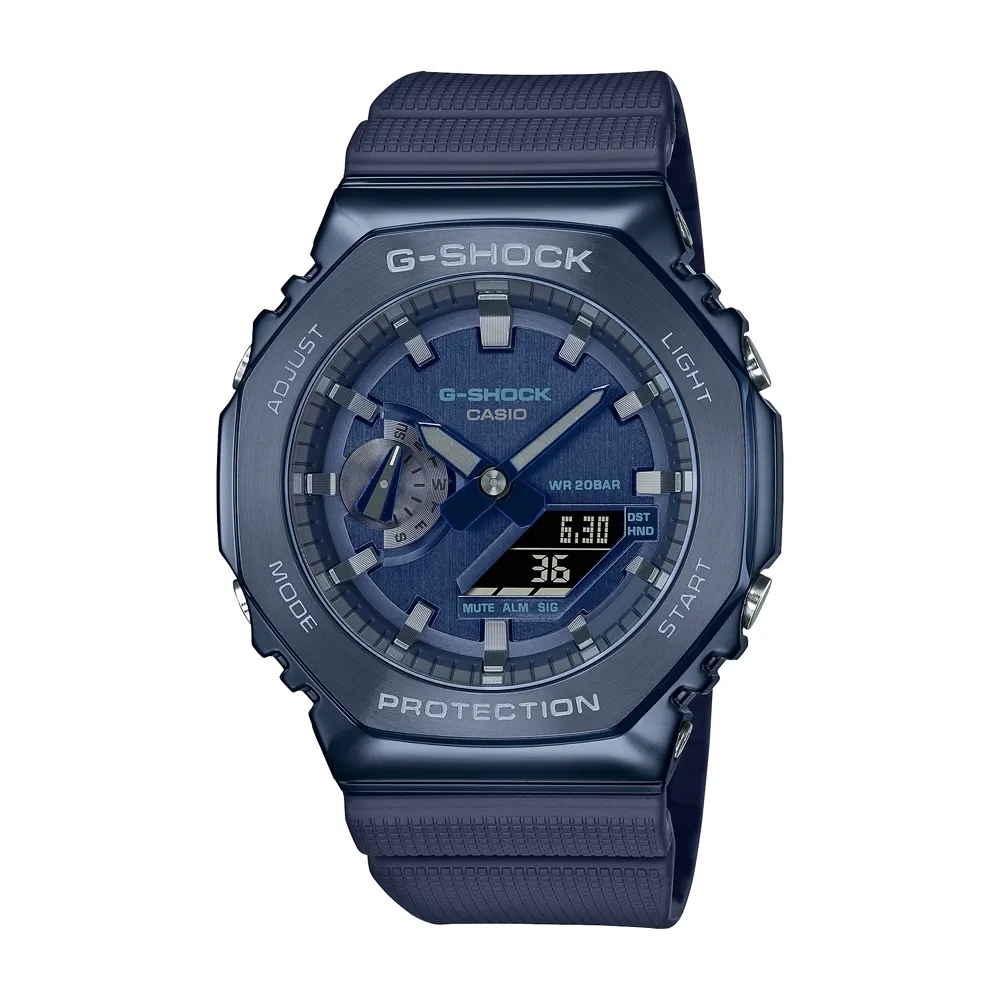 【CASIO 卡西歐】G-SHOCK 八角金屬錶殼 雙顯手錶-灰x綠_GM-2100B-3A_44.4mm 歷史價格詳細信息