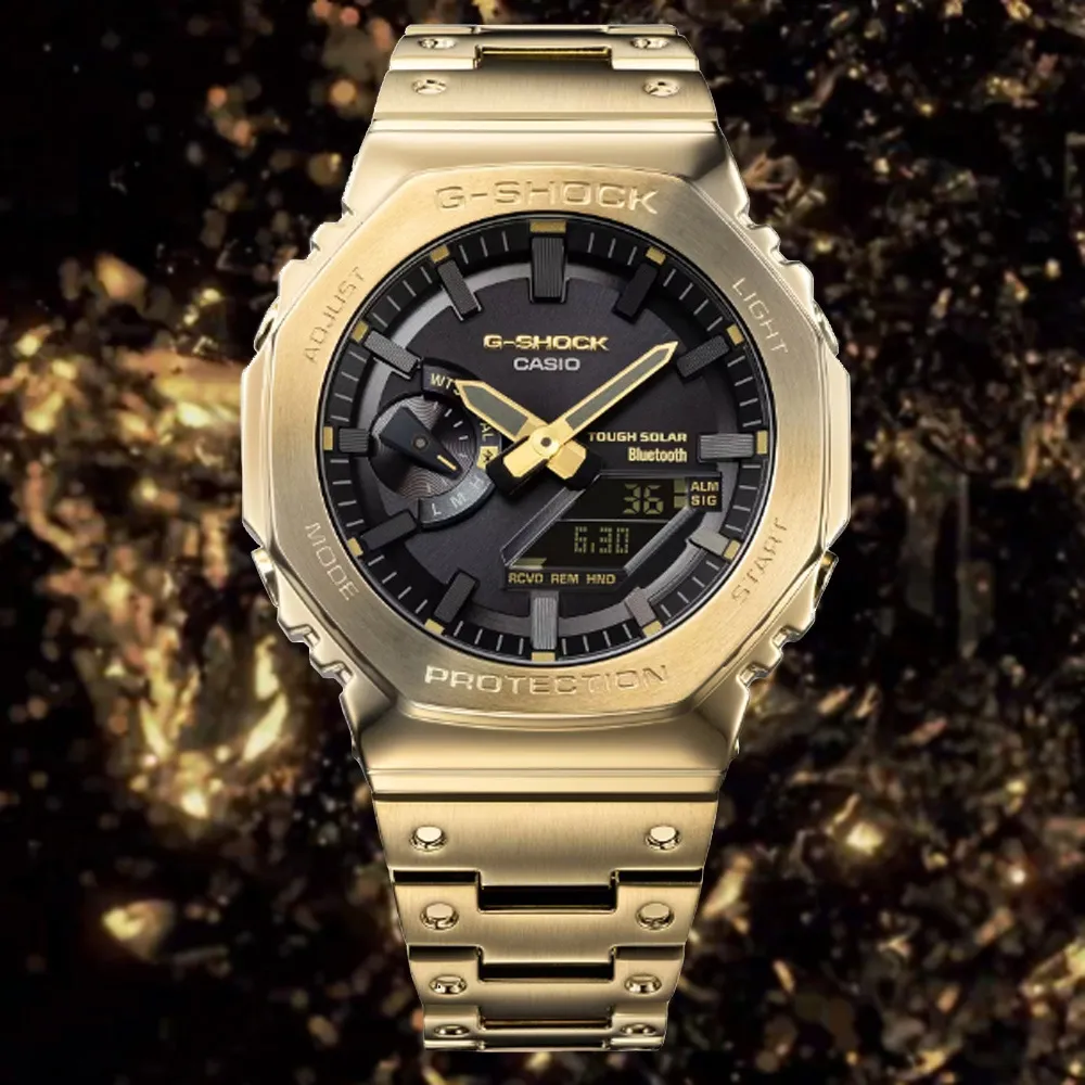 【CASIO 卡西歐】G-SHOCK 奢華 全金屬  太陽能 智慧藍芽雙顯錶 金色GM-B2100GD-9A_44.4mm 歷史價格詳細信息