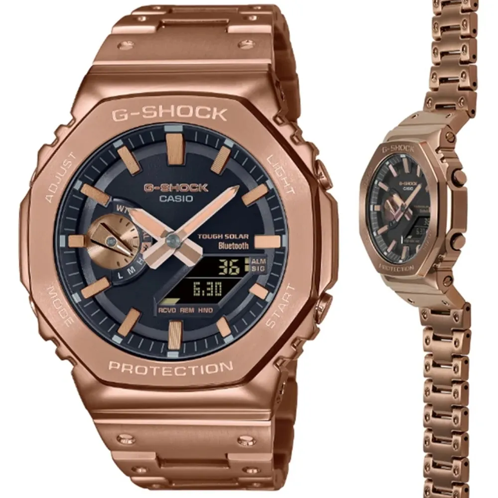 【CASIO 卡西歐】G-SHOCK 奢華 全金屬  太陽能 智慧藍芽雙顯錶 金色GM-B2100GD-9A_44.4mm 歷史價格詳細信息