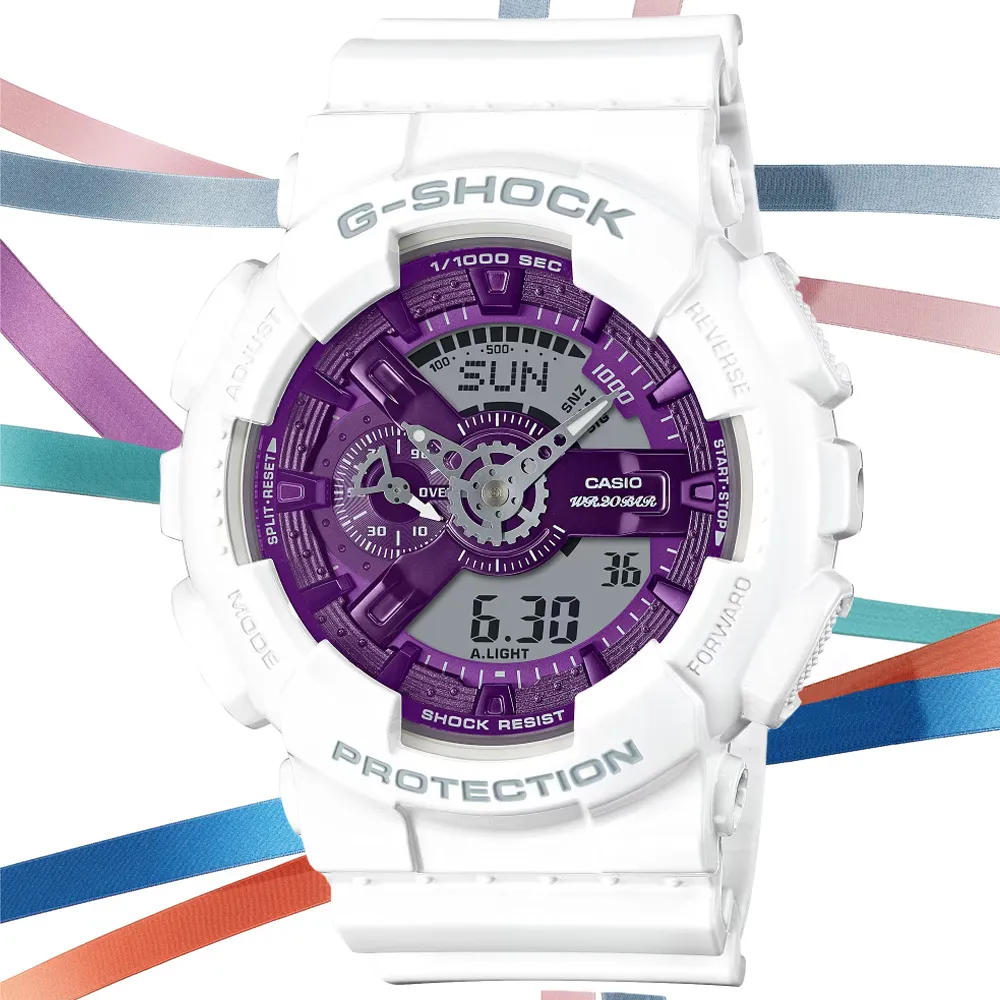 【CASIO 卡西歐】G-SHOCK 繽紛鮮明 戶外風格 半透明 時尚紫 雙顯系列 GMA-S2200PE-6A_45.7mm 歷史價格詳細信息