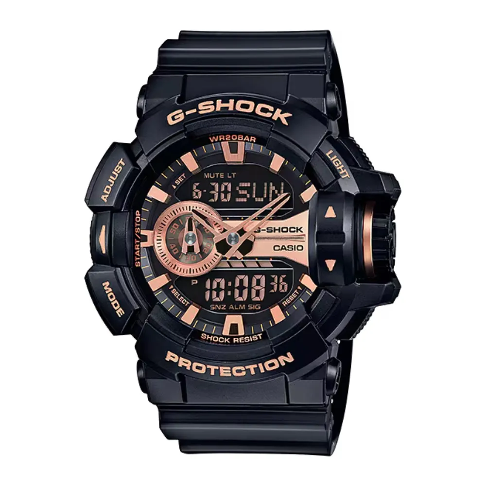 【G-SHOCK】GA-400GB-1A9 雙顯金屬光澤系列/52mm/黑x金【第一鐘錶眼鏡】 歷史價格詳細信息