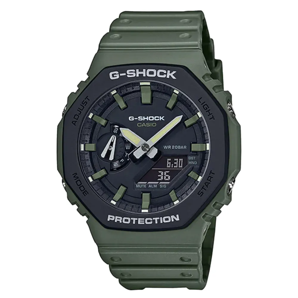 G-SHOCK CASIO / GA-2110SU-3A / 卡西歐 八角型 雙顯 防水200米 橡膠手錶 墨綠色 45mm 歷史價格詳細信息