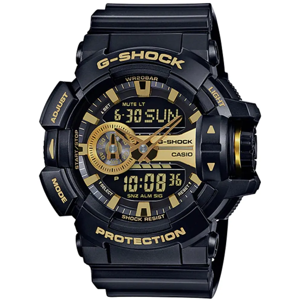 【G-SHOCK】GA-400GB-1A9 雙顯金屬光澤系列/52mm/黑x金【第一鐘錶眼鏡】 歷史價格詳細信息
