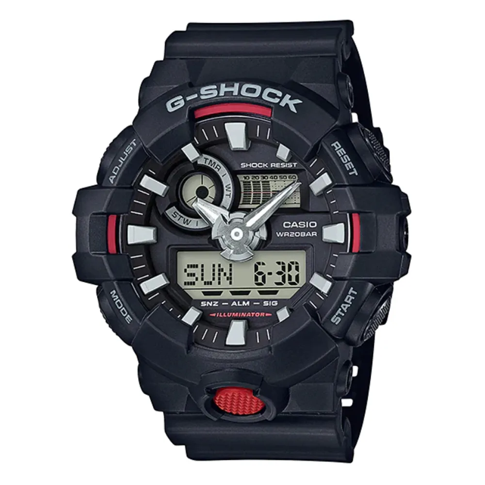 G-SHOCK 絕對強悍系列3D立體整點時刻搶眼視覺雙顯錶 GA-700-1B 歷史價格詳細信息