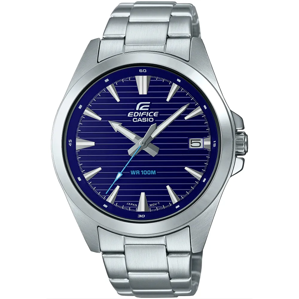 【CASIO】 EDIFICE 經典款簡約計時日曆腕錶  EFV-140D-2A 藍面 台灣卡西歐保固一年 歷史價格詳細信息