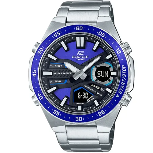 EDIFICE CASIO/EFV-C110DC-1A/卡西歐 世界時間 十年電力 雙顯 防水100米 不鏽鋼手錶 鍍黑 47mm 歷史價格詳細信息