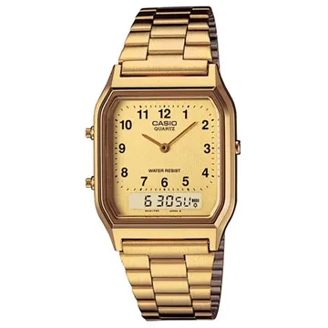 【CASIO】金色時尚熟男指針錶-數字白面(AQ-230A-7B) 歷史價格詳細信息