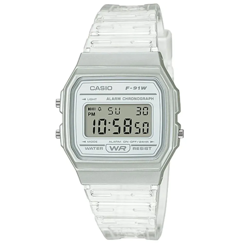 CASIO / F-91WS-2 / 卡西歐 方形造型 果凍漸層 電子液晶 橡膠手錶 半透明藍色 35mm 歷史價格詳細信息