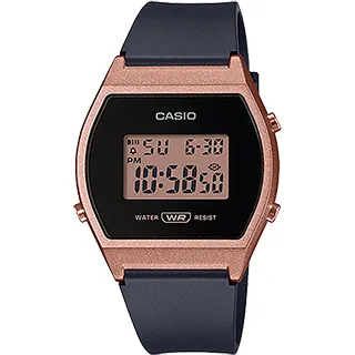 CASIO / LW-204-1A /卡西歐 酒桶型 復古時尚 電子液晶 橡膠手錶 黑x古銅金框 35mm 歷史價格詳細信息