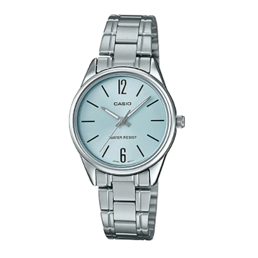 【CASIO】精選都會羅馬淑女不鏽鋼腕錶-莫蘭迪藍 (LTP-V005D-2B) 歷史價格詳細信息