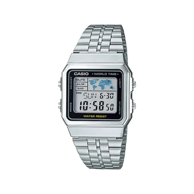 【CASIO】A500WGA-9 復古造型電子錶/全球地圖世界時間/百搭/男女通用款/34mm/金/公司貨【第一鐘錶】 歷史價格詳細信息