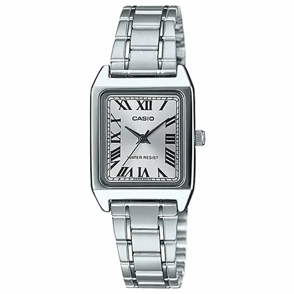 【CASIO】小巧淑女方形不鏽鋼腕錶-白面羅馬時刻(LTP-V007D-7B) 價格比較,價格查詢,歷史價格詳細信息