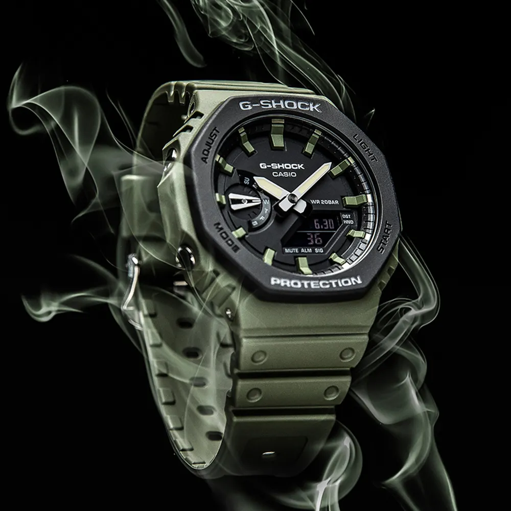 G-SHOCK CASIO / GA-2110SU-3A / 卡西歐 八角型 雙顯 防水200米 橡膠手錶 墨綠色 45mm 歷史價格詳細信息