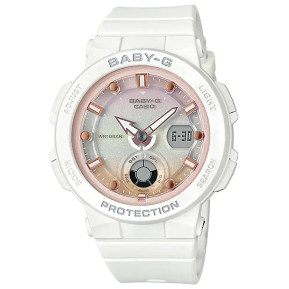 【CASIO】BABY-G 夏天女孩陽光休閒錶-藍x白框(BGA-250-7A3) 歷史價格詳細信息