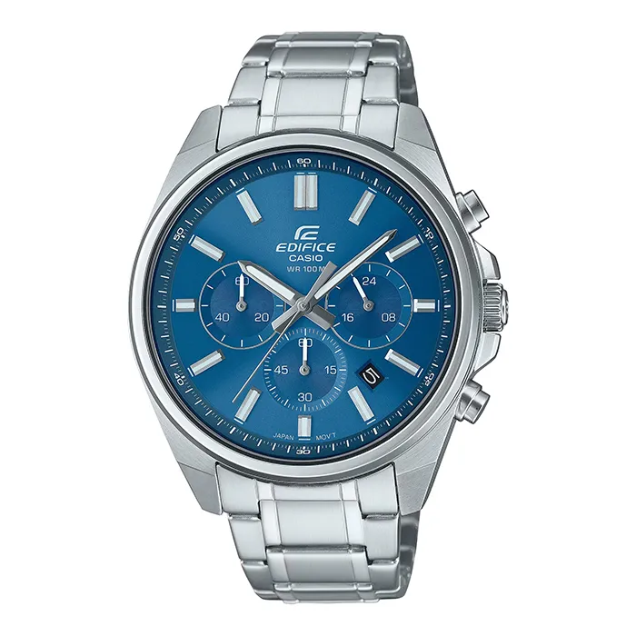 【CASIO】EDIFICE 大膽跳色漸層混搭設計-湛藍x黑(EFV-600D-2A) 歷史價格詳細信息