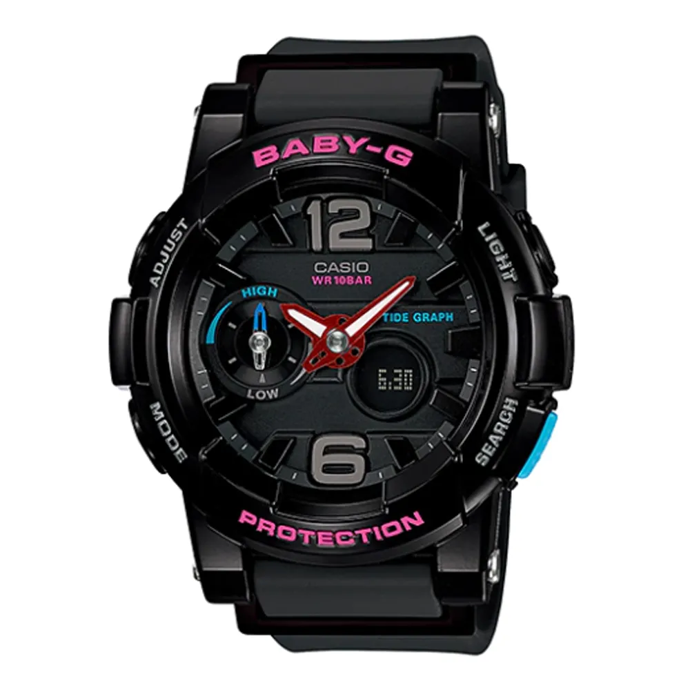 Baby-G CASIO / BGA-180-9B / 卡西歐艷陽沙灘極限潮汐層次雙顯橡膠運動腕錶 螢光黃 44mm 歷史價格詳細信息