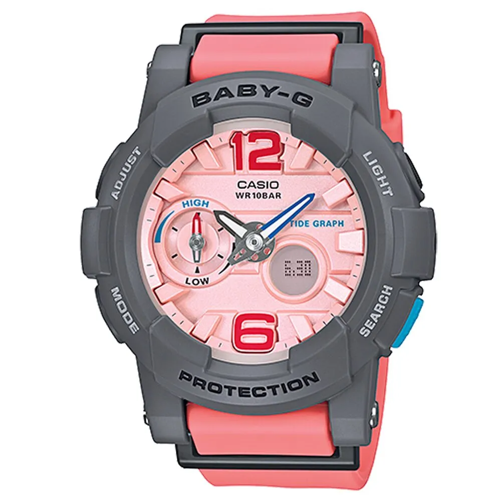 Baby-G CASIO / BGA-180-9B / 卡西歐艷陽沙灘極限潮汐層次雙顯橡膠運動腕錶 螢光黃 44mm 歷史價格詳細信息