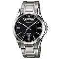 【CASIO】時尚日期顯示金銀不鏽鋼紳士腕錶-黑面(MTP-1314SG-1A) 歷史價格詳細信息