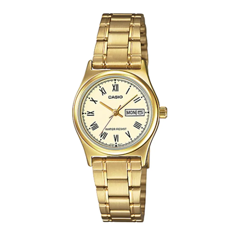 【CASIO】都會淑女時尚簡約不鏽鋼腕錶-白(LTP-V002D-7A) 歷史價格詳細信息