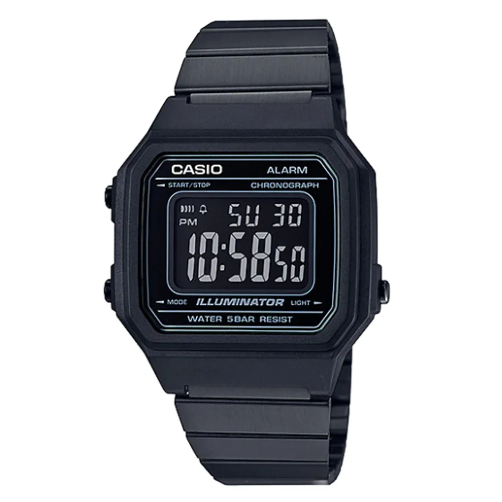 【CASIO】時尚復古文青風大型數字不鏽鋼錶-黑(B-650WB-1B) 歷史價格詳細信息