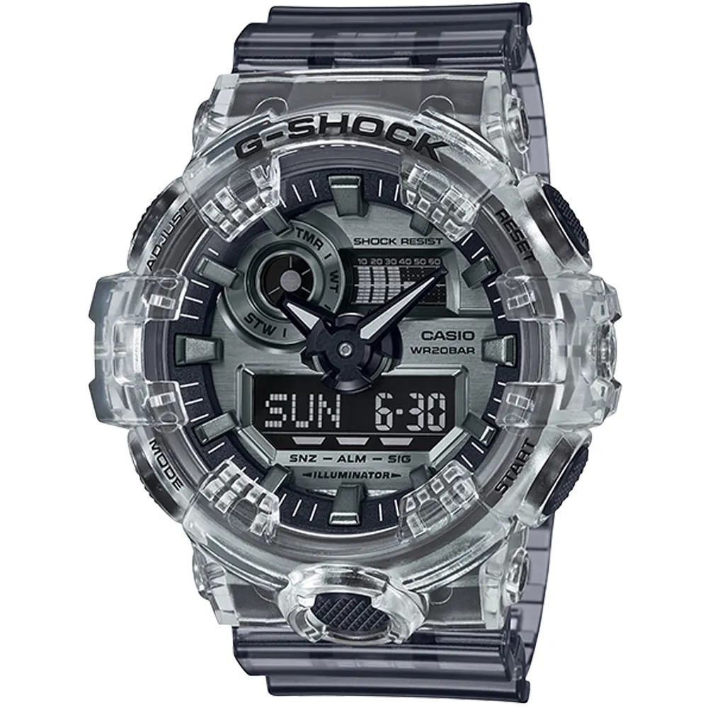 【CASIO】 G-SHOCK GA-700SKE-7A 雙顯透明冰晶系列/53mm/黑/公司貨 歷史價格詳細信息