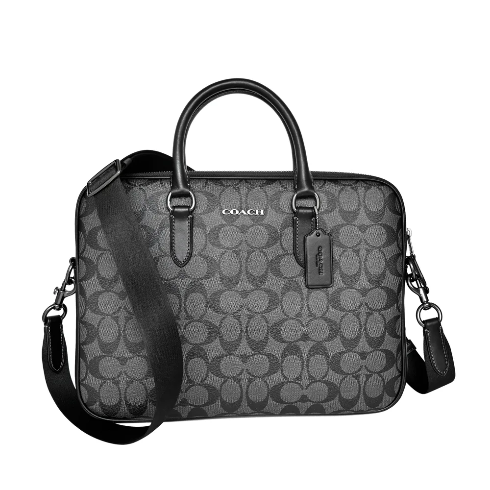 COACH鐵灰黑C Logo藍邊真皮上釦三摺內拉鍊袋短夾 歷史價格詳細信息