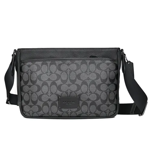 COACH鐵灰黑C Logo藍邊真皮上釦三摺內拉鍊袋短夾 歷史價格詳細信息