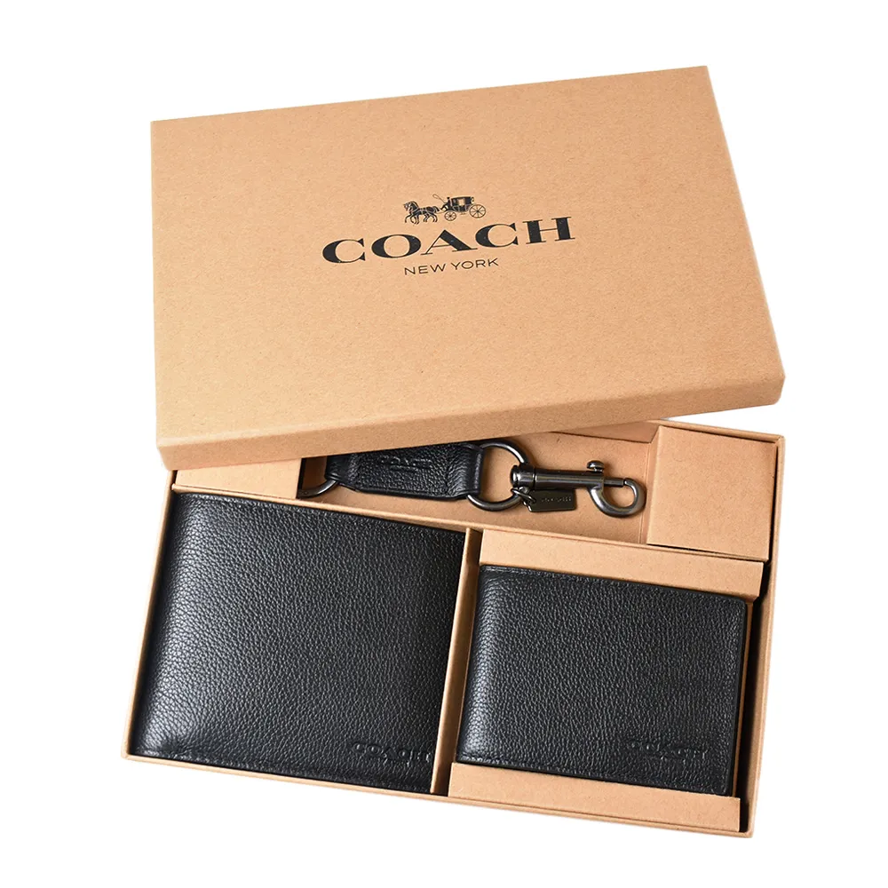 COACH 男款 荔枝紋證件/零錢包-黑色 歷史價格詳細信息
