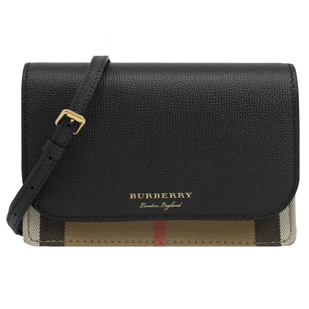 BURBERRY Hampshire 新款格紋帆布拼皮革手拿/斜背包(酒紅色) 80463181 歷史價格詳細信息