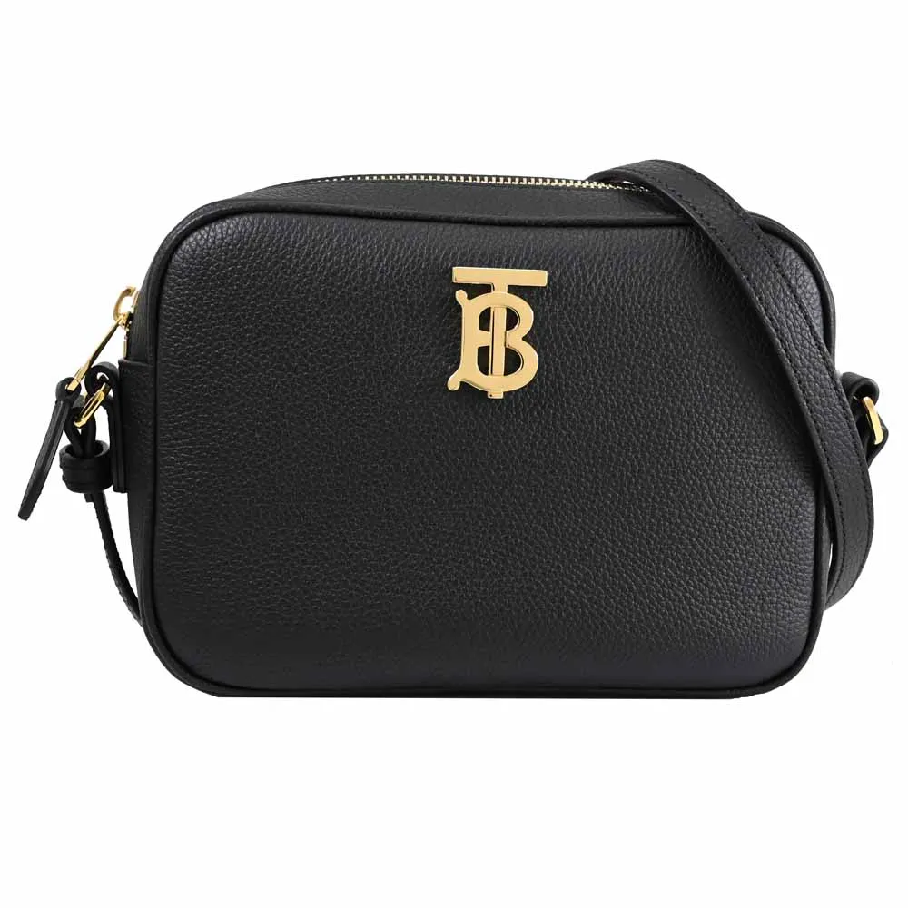 BURBERRY 8075182 金屬LOGO小牛皮斜背相機包.黑 歷史價格詳細信息