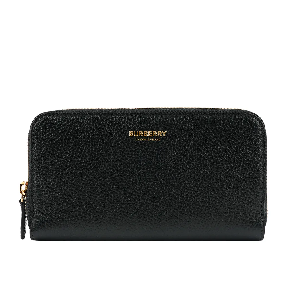 BURBERRY Logo 燙印小牛皮對開零錢袋短夾(黑色) 8014656 歷史價格詳細信息