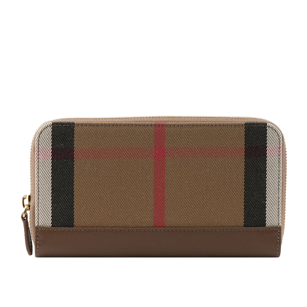 BURBERRY 格紋拼皮革手提/斜背口袋包(Mini)(石楠木棕色) 8066166 A9534 歷史價格詳細信息