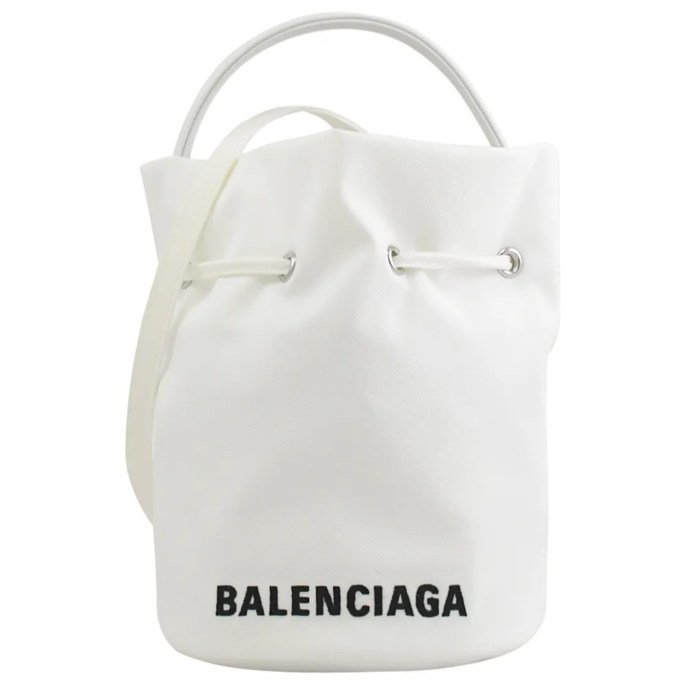 BALENCIAGA 巴黎世家 656682 電繡LOGO帆布迷你兩用水桶包.白 歷史價格詳細信息