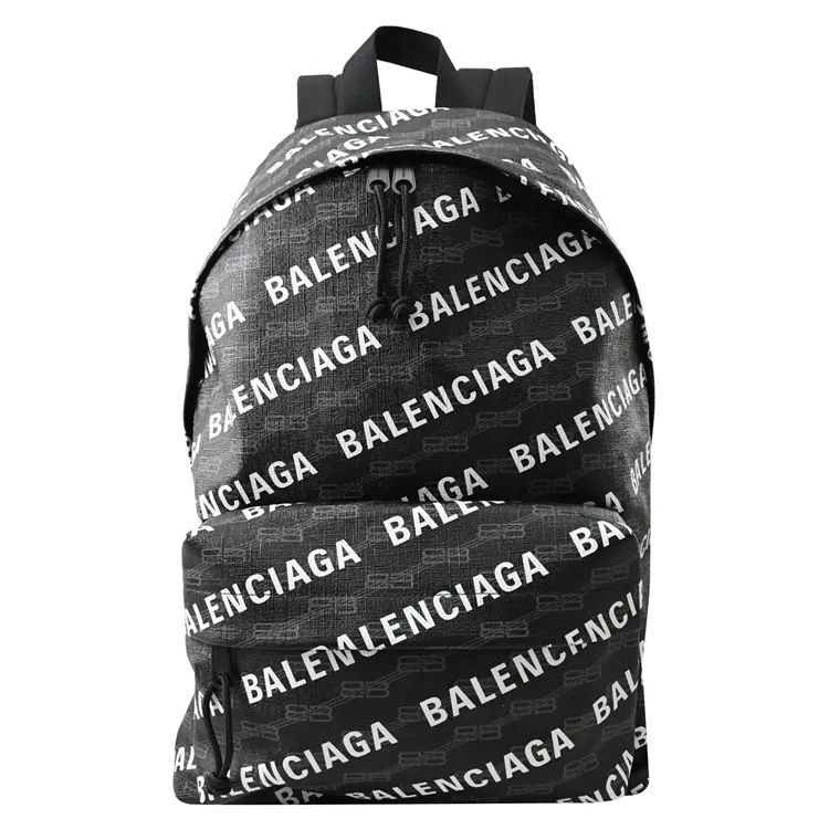 BALENCIAGA 巴黎世家 713044 Signature 滿版印花拉鍊大後背包.黑 歷史價格詳細信息