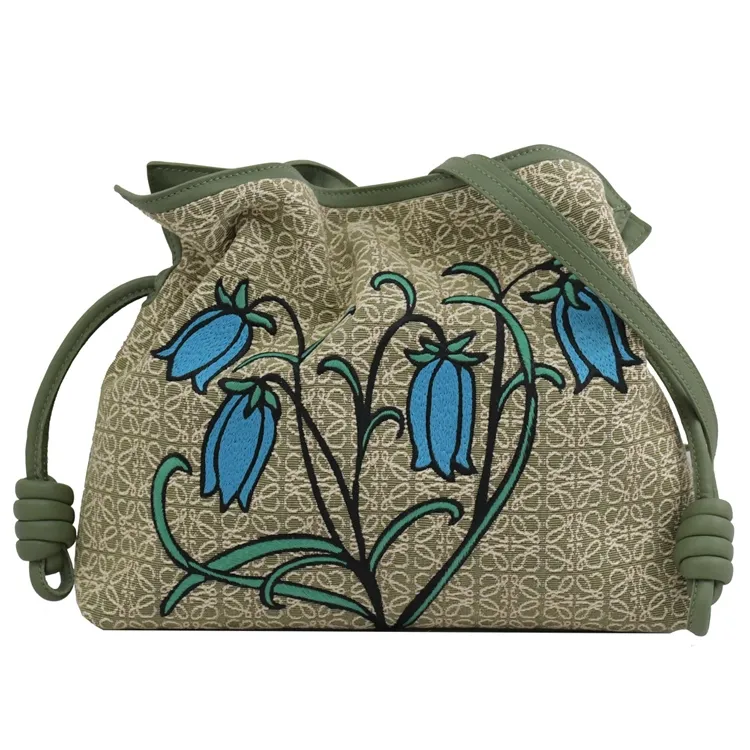 Loewe 帆布拚小牛皮 Hammock 小款吊床包 亞麻色及棕褐色 歷史價格詳細信息