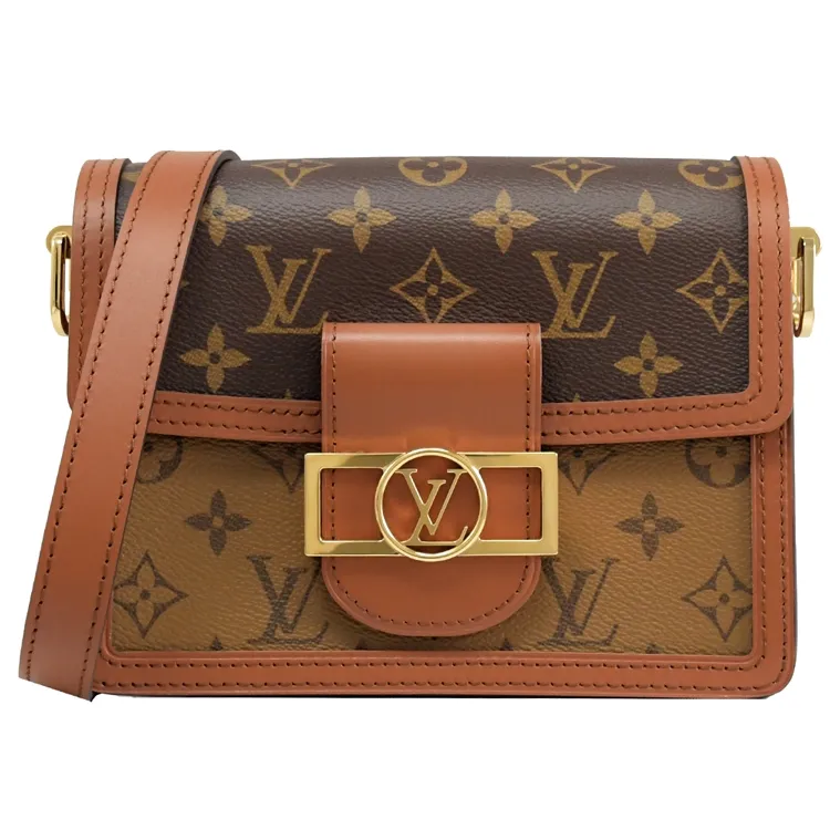 Louis Vuitton Dauphine 復古金色鍊帶LV Circle開合扣斜肩背包(卡其棕) 歷史價格詳細信息