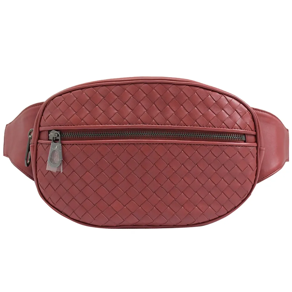 BOTTEGA VENETA 手工編織紅色羊皮肩背腰包(可單拆皮帶) 歷史價格詳細信息
