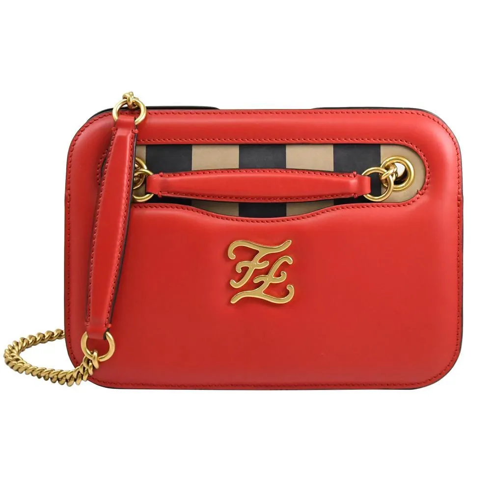 FENDI 8BT317 Karligraphy FF 迷你翻蓋雙層斜背包.黑 歷史價格詳細信息