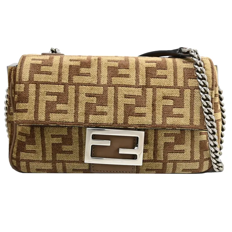 FENDI 8BR790 經典FF LOGO草編翻蓋手提肩背包.咖邊 歷史價格詳細信息