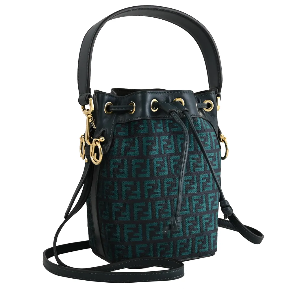 FENDI 8BS010 Mon Tresor 經典花紋尼龍迷你束口兩用水桶包.深咖/黑 歷史價格詳細信息