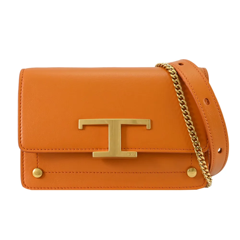 TODS T Timeless 金屬LOGO小牛皮迷你翻蓋肩/斜背鍊包.白 歷史價格詳細信息