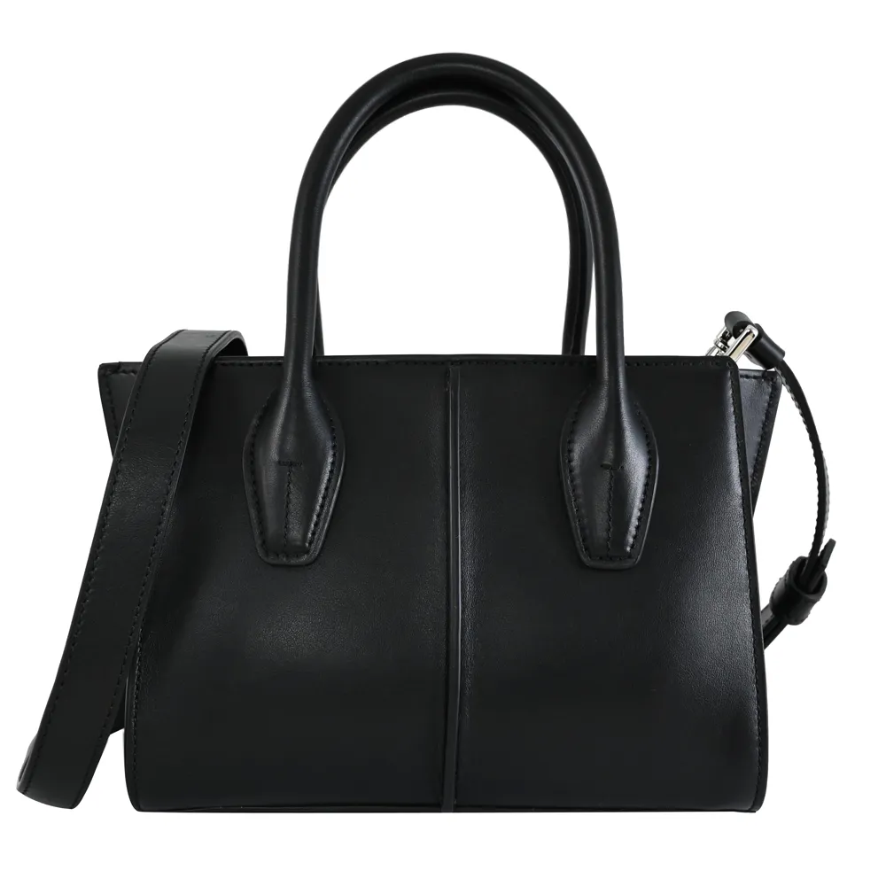 TODS Holly Mini 小牛皮雙層手提兩用包.黑 歷史價格詳細信息