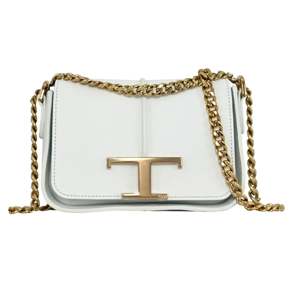 TODS T Timeless 小牛皮翻蓋斜背三層馬鞍包.桃 歷史價格詳細信息