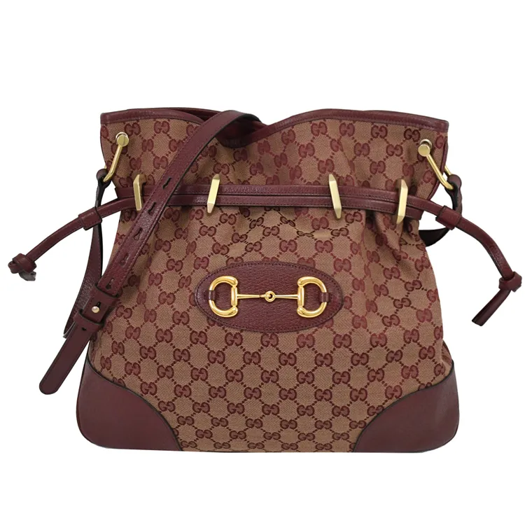 GUCCI 1955 Horsebit 皮革復古皮革馬銜扣手提肩背水桶包(黑) 歷史價格詳細信息