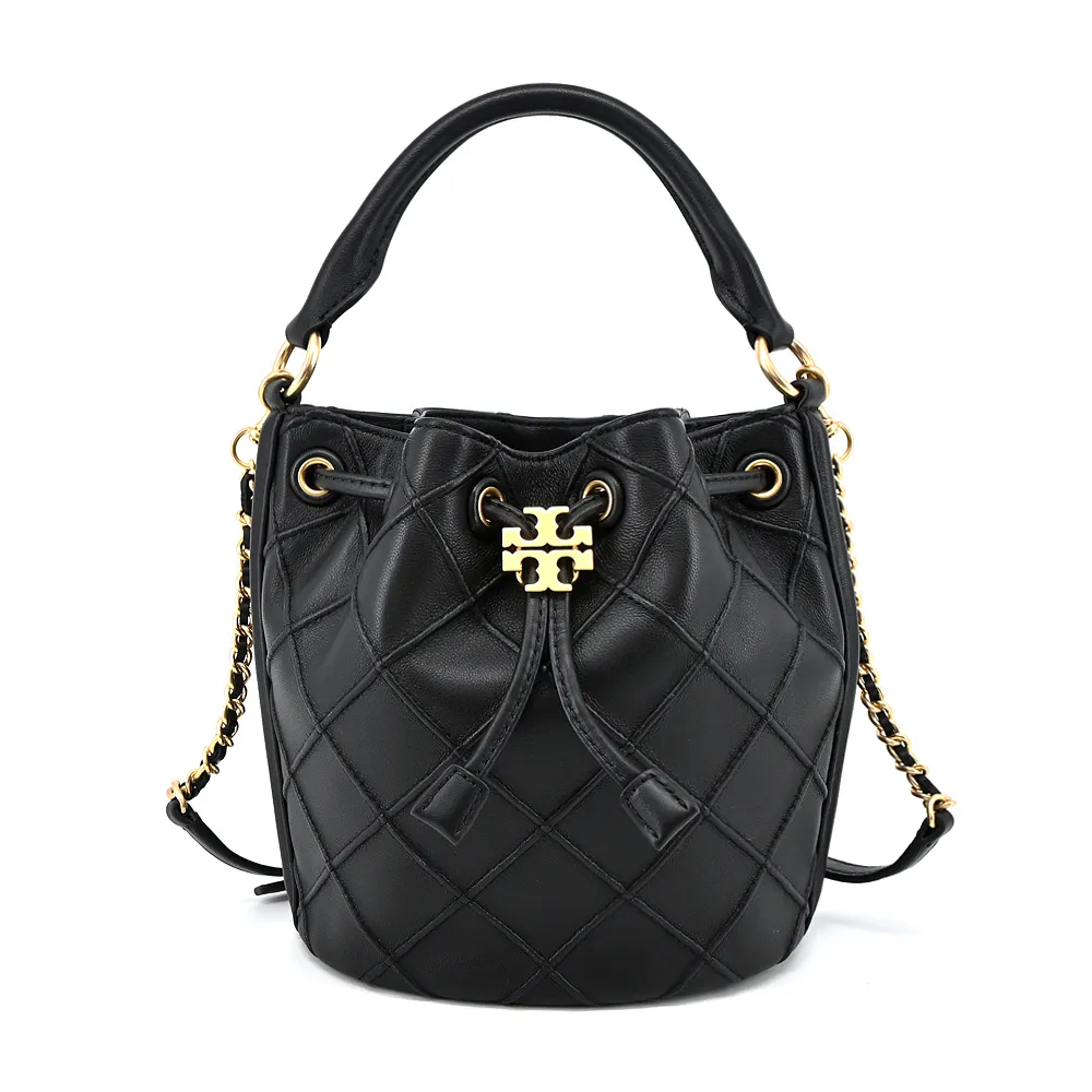 TORY BURCH FLEMING 菱格紋手提/斜背兩用束口水桶包-小/奶油白 歷史價格詳細信息