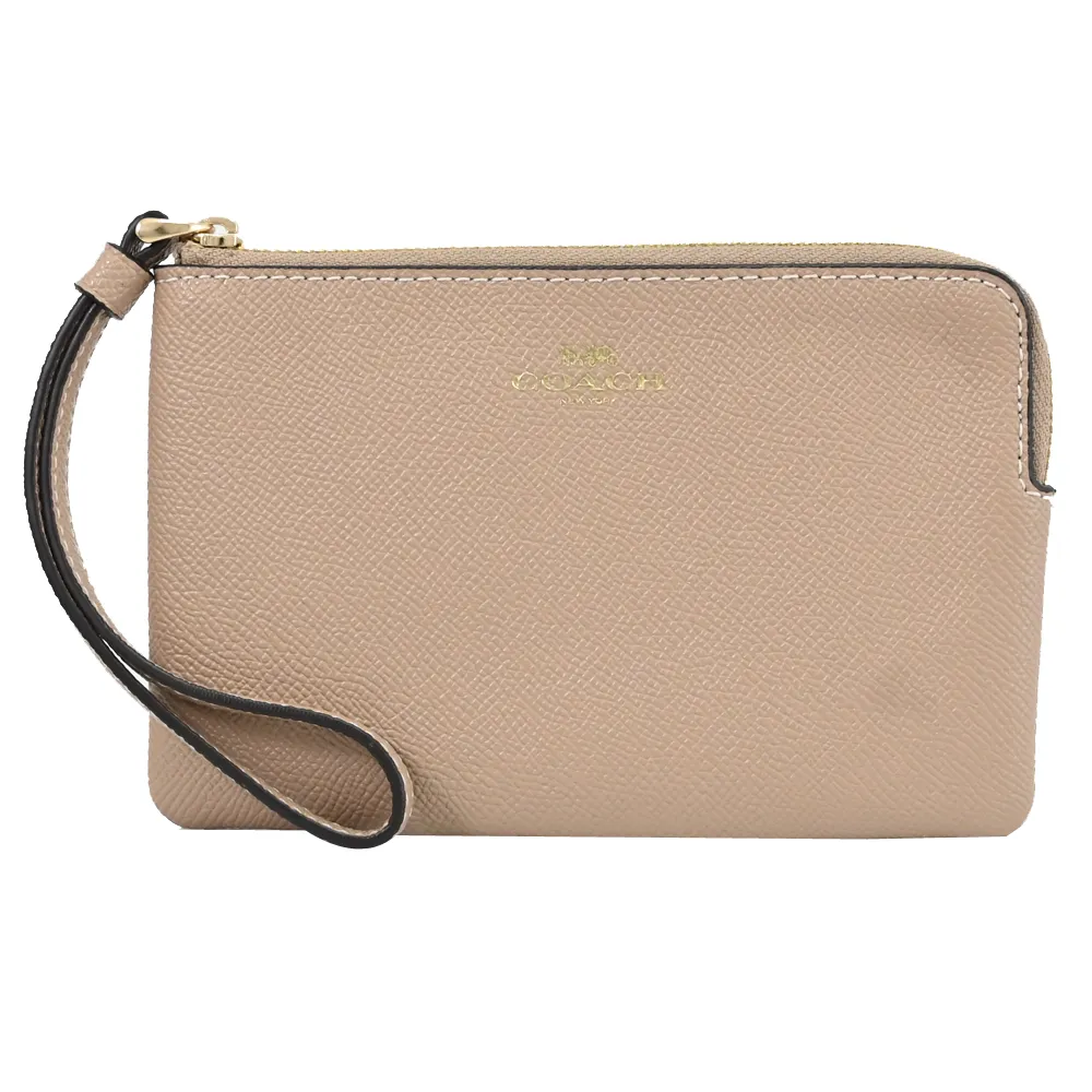 COACH灰褐色鍊飾圖印荔枝紋全皮手掛拉鍊長夾 歷史價格詳細信息