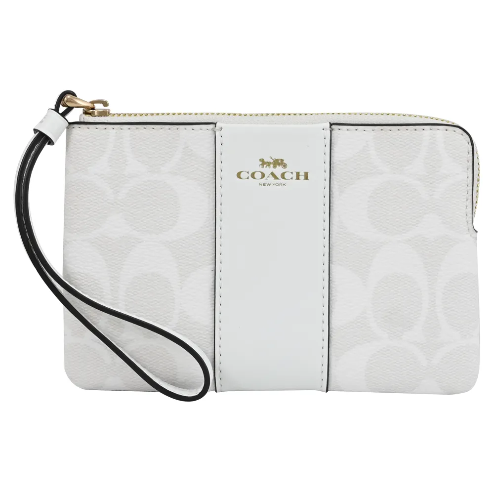 【COACH】COACH  Corner銀字LOGO緹花PVC 7卡釦式零錢中夾(炭黑x黑) 歷史價格詳細信息