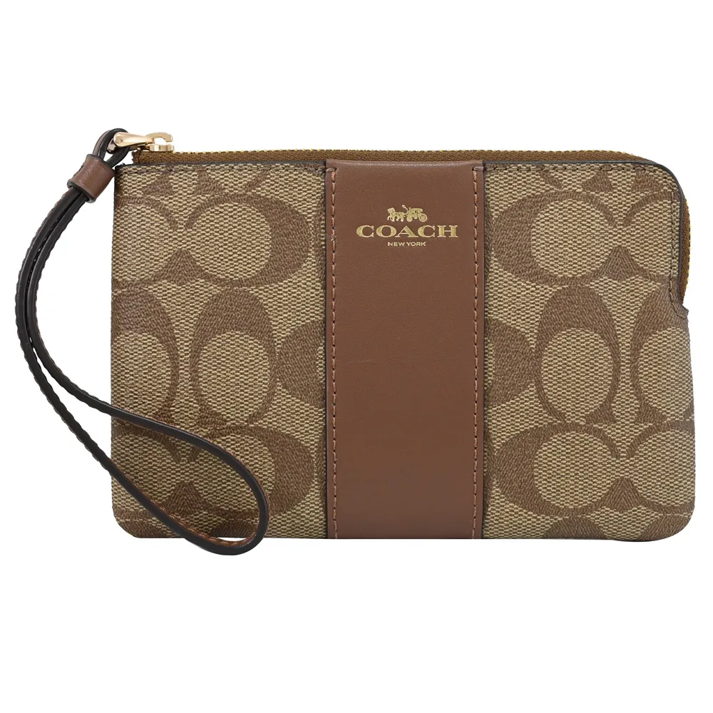【COACH】COACH  Corner銀字LOGO緹花PVC 7卡釦式零錢中夾(炭黑x黑) 歷史價格詳細信息